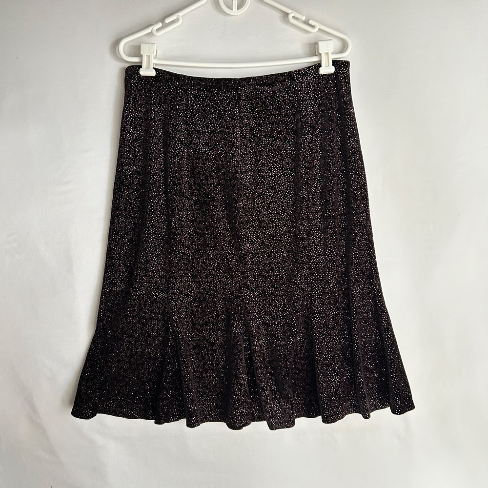 Vintage Velvet Bling Trumpet Fairygoth Flared Black Purple Skirt Womens L Y2K - Picture 11 of 15